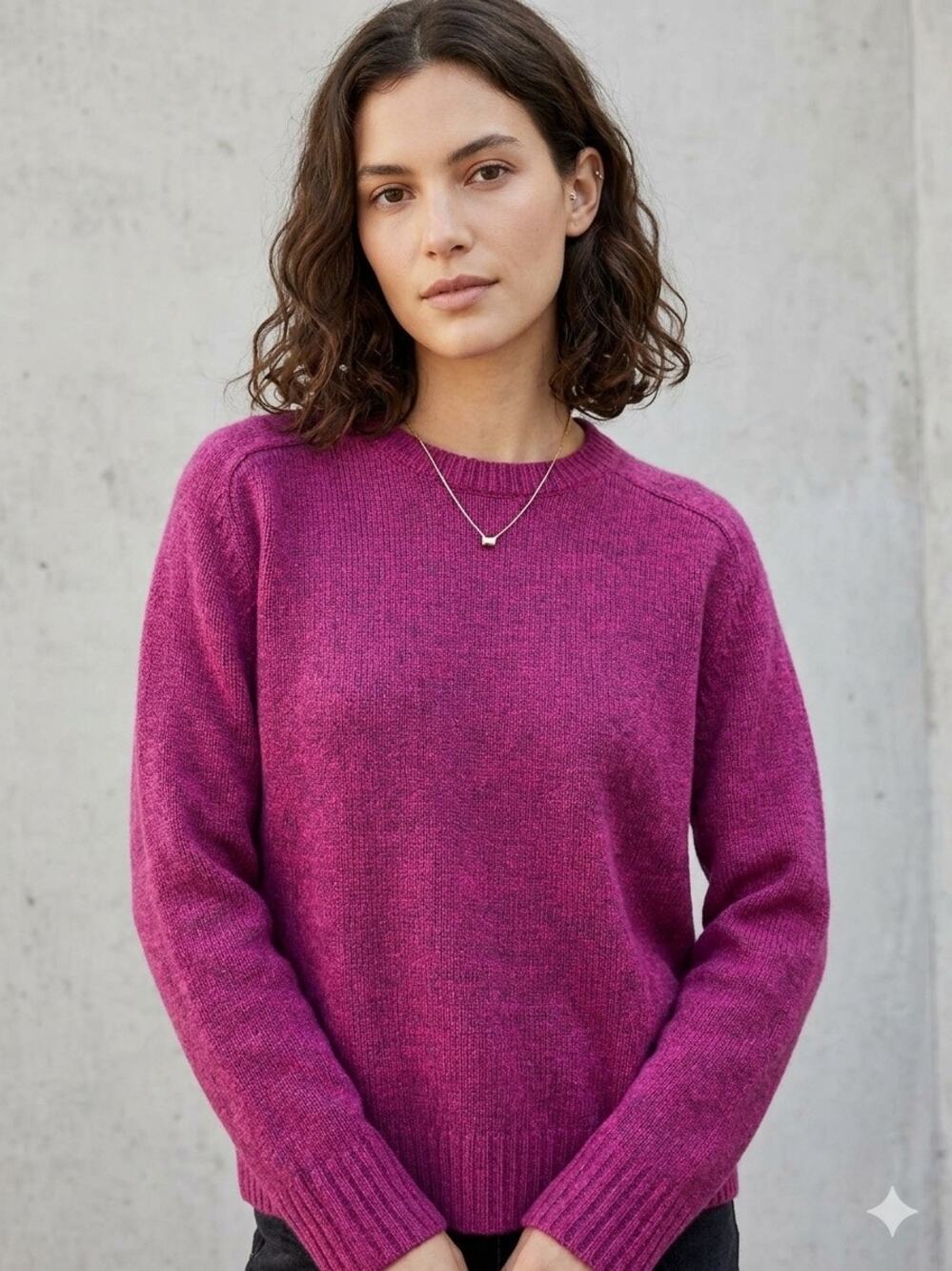 J Crew Women's Merino Alpaca Blend Crew Neck Sweater Purple Marled XL cozy warm